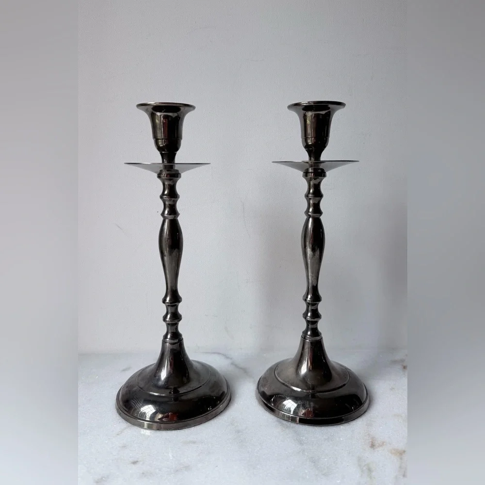 Elegant Silver Candlestick Holders set of 2. 9.5” high